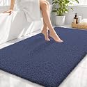 OLANLY Microfiber Large Bathroom Rugs 44x32, Soft Absorbent Bath Mat, Navy