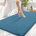 OLANLY Microfiber Large Bathroom Rugs 44x32, Soft Bath Mat, Peacock Blue