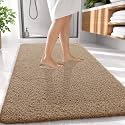 OLANLY Microfiber Large Bathroom Rugs 59x35, Soft Bath Mat, Dark Beige