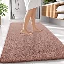 OLANLY Microfiber Large Bathroom Rugs 59x35, Soft Absorbent Bath Mat, Mocha