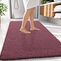 OLANLY Microfiber Large Bathroom Rugs 59x35, Ultra Soft Bath Mat, Burgundy