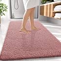 OLANLY Microfiber Large Bathroom Rugs 59x35, Ultra Soft Bath Mat, Deep Rose
