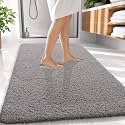 OLANLY Microfiber Large Bathroom Rugs 59x35, Soft Bath Mat, Light Grey
