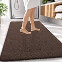 OLANLY Microfiber Large Bathroom Rugs 59x35, Soft Absorbent Bath Mat, Brown