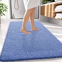 OLANLY Microfiber Large Bathroom Rugs 59x35, Soft Bath Mat, Cornflower Blue