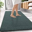 OLANLY Microfiber Large Bathroom Rugs 59x35, Soft Bath Mat, Blackish Green