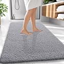 OLANLY Microfiber Large Bathroom Rugs 59x35, Soft Absorbent Bath Mat, Grey