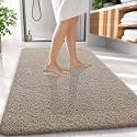 OLANLY Microfiber Large Bathroom Rugs 59x35, Ultra Soft Bath Mat, Greige