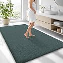 OLANLY Microfiber Large Bathroom Rugs 70x46, Soft Bath Mat, Blackish Green