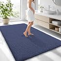 OLANLY Microfiber Large Bathroom Rugs 70x46, Soft Absorbent Bath Mat, Navy