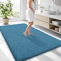 OLANLY Microfiber Large Bathroom Rugs 70x46, Soft Bath Mat, Peacock Blue