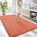 OLANLY Microfiber Large Bathroom Rugs 70x46, Soft Absorbent Bath Mat, Coral
