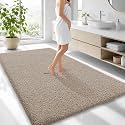 OLANLY Microfiber Large Bathroom Rugs 70x46, Ultra Soft Bath Mat, Greige