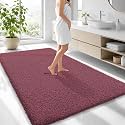 OLANLY Microfiber Large Bathroom Rugs 70x46, Ultra Soft Bath Mat, Burgundy