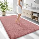OLANLY Microfiber Large Bathroom Rugs 70x46, Ultra Soft Bath Mat, Deep Rose