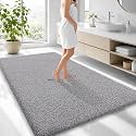 OLANLY Microfiber Large Bathroom Rugs 70x46, Soft Absorbent Bath Mat, Grey