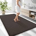 OLANLY Microfiber Large Bathroom Rugs 70x46, Soft Bath Mat, Dark Brown