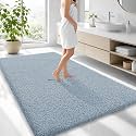 OLANLY Microfiber Large Bathroom Rugs 70x46, Soft Bath Mat, Airy Blue