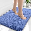 OLANLY Microfiber Small Bathroom Rugs 24x16, Soft Bath Mat, Cornflower Blue