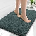 OLANLY Microfiber Small Bathroom Rugs 24x16, Soft Bath Mat, Blackish Green