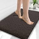 OLANLY Microfiber Small Bathroom Rugs 24x16, Soft Bath Mat, Dark Brown