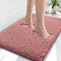 OLANLY Microfiber Small Bathroom Rugs 24x16, Ultra Soft Bath Mat, Deep Rose