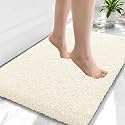 OLANLY Microfiber Small Bathroom Rugs 24x16, Soft Absorbent Bath Mat, White