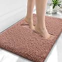 OLANLY Microfiber Small Bathroom Rugs 24x16, Soft Absorbent Bath Mat, Mocha