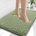 OLANLY Microfiber Small Bathroom Rugs 24x16, Soft Bath Mat, Sage Green