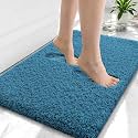 OLANLY Microfiber Small Bathroom Rugs 24x16, Soft Bath Mat, Peacock Blue