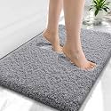 OLANLY Microfiber Small Bathroom Rugs 24x16, Soft Absorbent Bath Mat, Grey