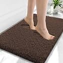 OLANLY Microfiber Small Bathroom Rugs 24x16, Soft Absorbent Bath Mat, Brown
