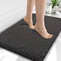 OLANLY Microfiber Small Bathroom Rugs 24x16, Soft Bath Mat, Dark Grey
