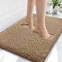 OLANLY Microfiber Small Bathroom Rugs 24x16, Soft Bath Mat, Dark Beige