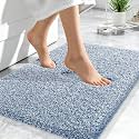 OLANLY Microfiber Soft Bathroom Rugs Mats 24x16, Cornflower Blue and White