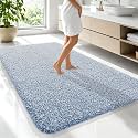 OLANLY Microfiber Soft Bathroom Rugs Mats 70x46, Cornflower Blue and White