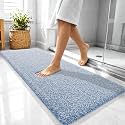OLANLY Microfiber Soft Bathroom Rugs Mats 47x20, Cornflower Blue and White