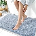 OLANLY Microfiber Soft Bathroom Rugs Mats 36x24, Cornflower Blue and White