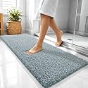 OLANLY Microfiber Soft Bathroom Rugs Mats 47x20, Blackish Green and White