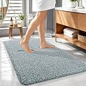 OLANLY Microfiber Soft Bathroom Rugs Mats 44x32, Blackish Green and White