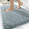 OLANLY Microfiber Soft Bathroom Rugs Mats 30x20, Blackish Green and White