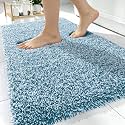 OLANLY Microfiber Soft Bathroom Rugs Mats 30x20, Peacock Blue and White