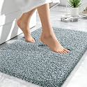 OLANLY Microfiber Soft Bathroom Rugs Mats 24x16, Blackish Green and White