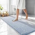 OLANLY Microfiber Soft Bathroom Rugs Mats 59x20, Cornflower Blue and White