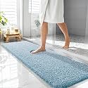 OLANLY Microfiber Soft Bathroom Rugs Mats 59x20, Peacock Blue and White