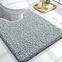 OLANLY Microfiber Soft Bathroom Rugs Mats 24x20, Blackish Green and White