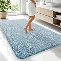 OLANLY Microfiber Soft Bathroom Rugs Mats 70x46, Peacock Blue and White