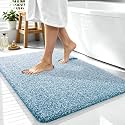 OLANLY Microfiber Soft Bathroom Rugs Mats 40x32, Peacock Blue and White