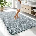 OLANLY Microfiber Soft Bathroom Rugs Mats 70x46, Blackish Green and White