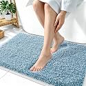 OLANLY Microfiber Soft Bathroom Rugs Mats 36x24, Peacock Blue and White